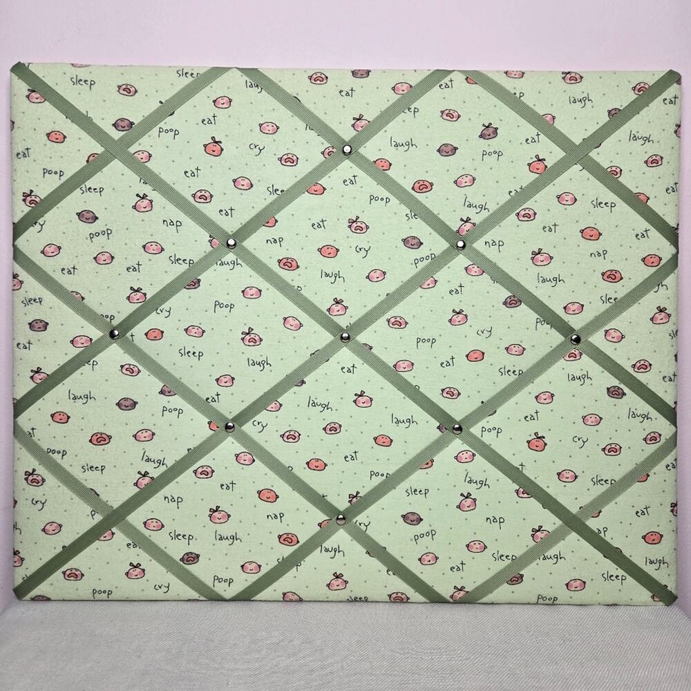 Baby Themed French Memo Board Handmade In VT 16x20in NWOT